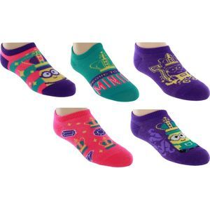 Despicable Me Minions Toddler Girls  No-Show Socks, 5 Pack, 5-6.5, Ages 1-3